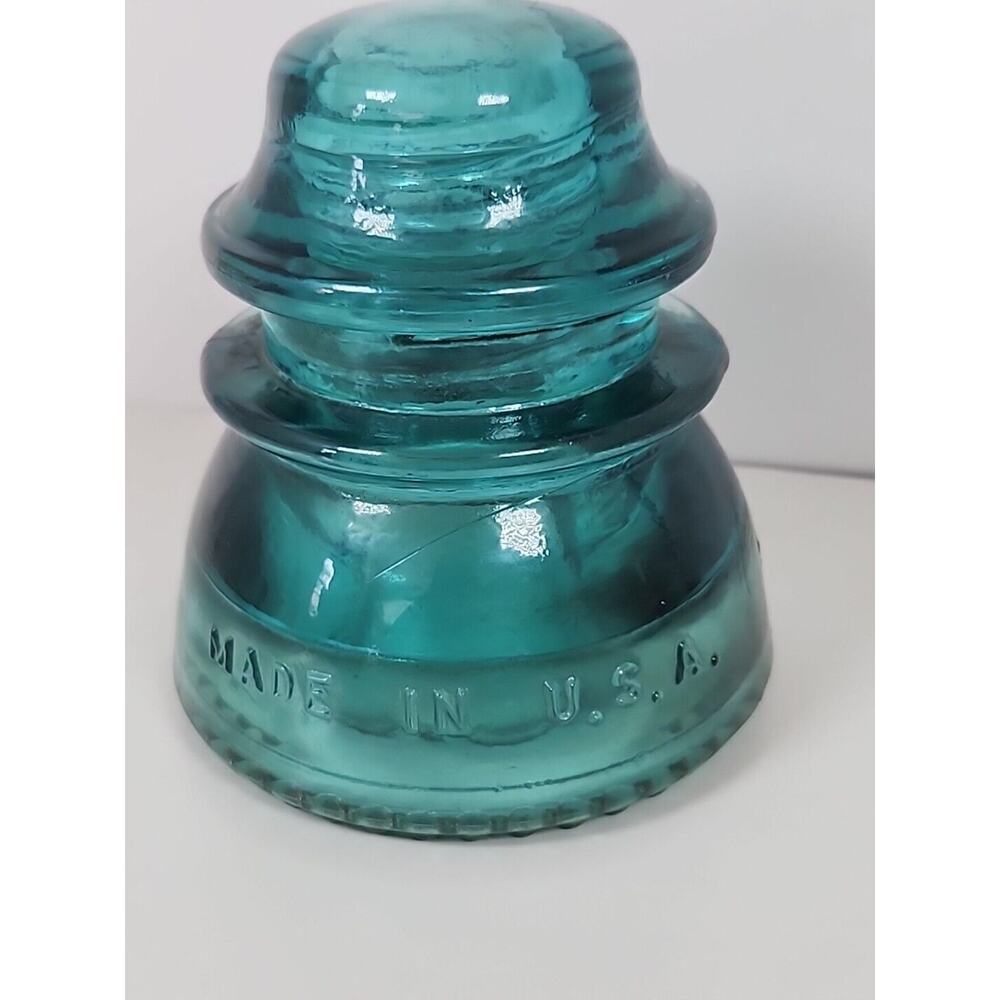 Aqua (Blue/Green) Hemingray 42 Electrical Glass Insulator - Made in USA - Picture 5 of 9